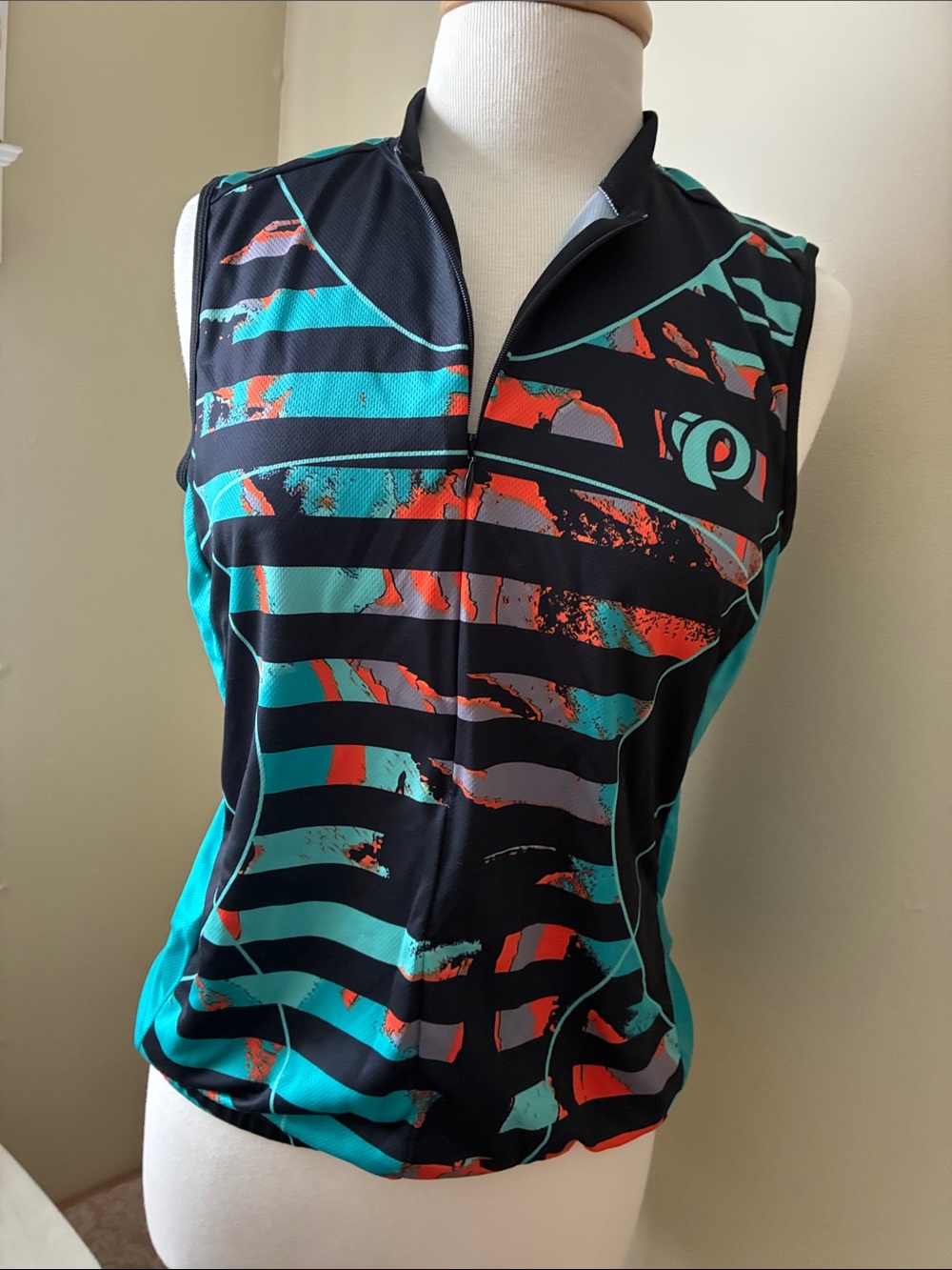 Pearl Izumi Cycling Tank with Teal and Coral Stripes
